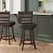 Flash Furniture Zerrick Commercial Wood Classic Ladderback Swivel Counter Stool w/Black LeatherSoft Seat, Espresso ES-UN3-24-ESP-GG - alternate 1